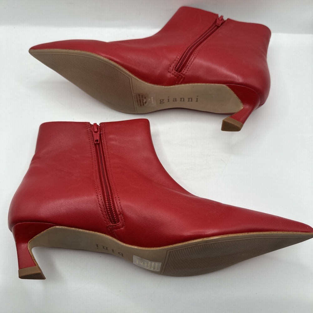 Gianni Bini booties 7 red leather Georgina pointed toe kitten heels new $140 - Picture 7 of 9
